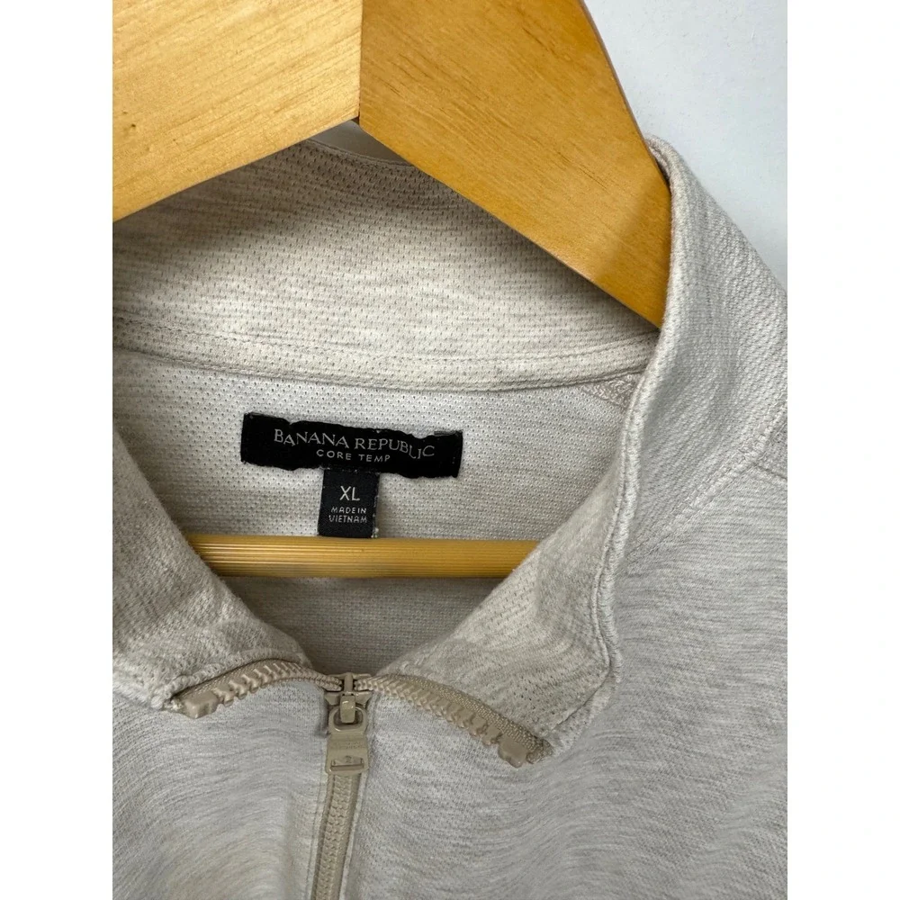 Banana Republic Core Temp Mens XL Quarter Zip Pullover Beige Heather 654536-00
